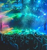 group of people in front of stage